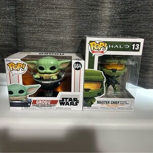 Funko Pop! Grogu 664 & Halo Master Chief 13 Twin Set - Green